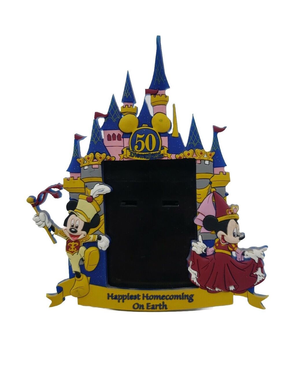 Disneyland 50th Photo Picture Frame Rubber Micky Minnie Mouse Homecoming Disney